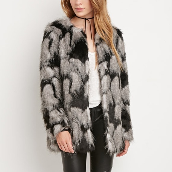 Chic Shaggy Patched Faux Fur Coat Jacket - Picture 9 of 14